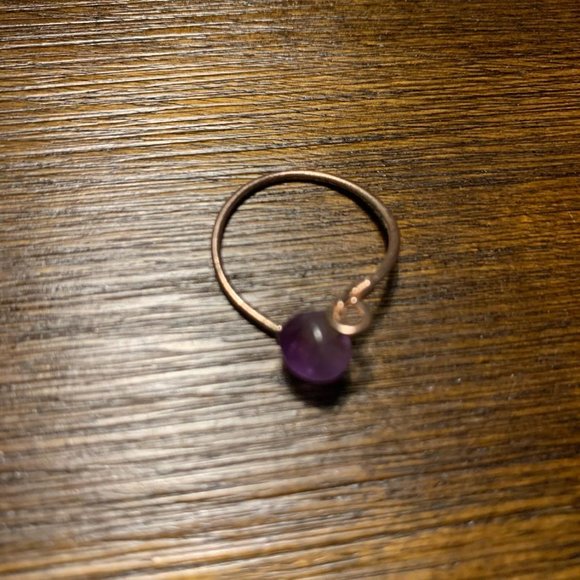 Gold Wire Wrapped Amethyst Ring - Picture 2 of 2